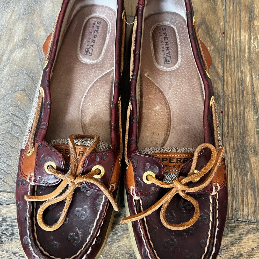 Sperry Women's Burgundy and Tan Loafers